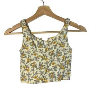 Aeropostale Yellow Floral Seriously Soft Cropped Tank Top XS
